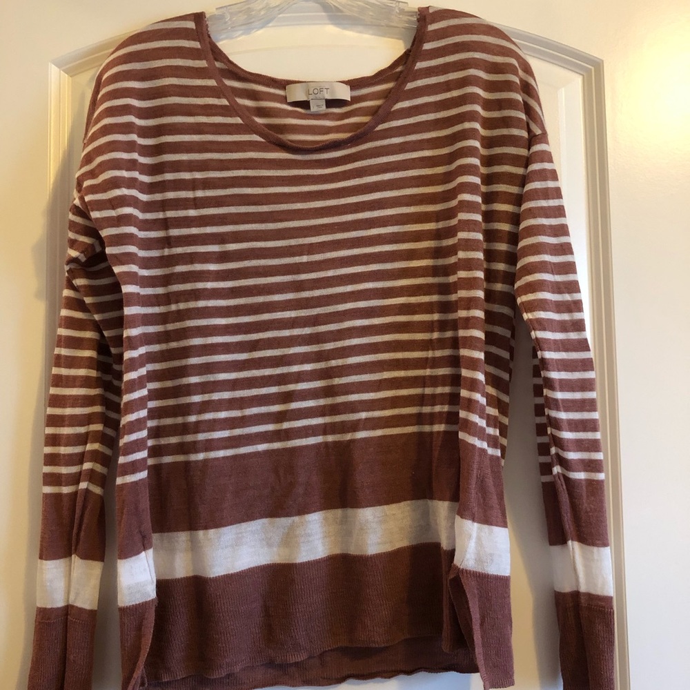 Ann Taylor Loft. Mauve & white large shirt.